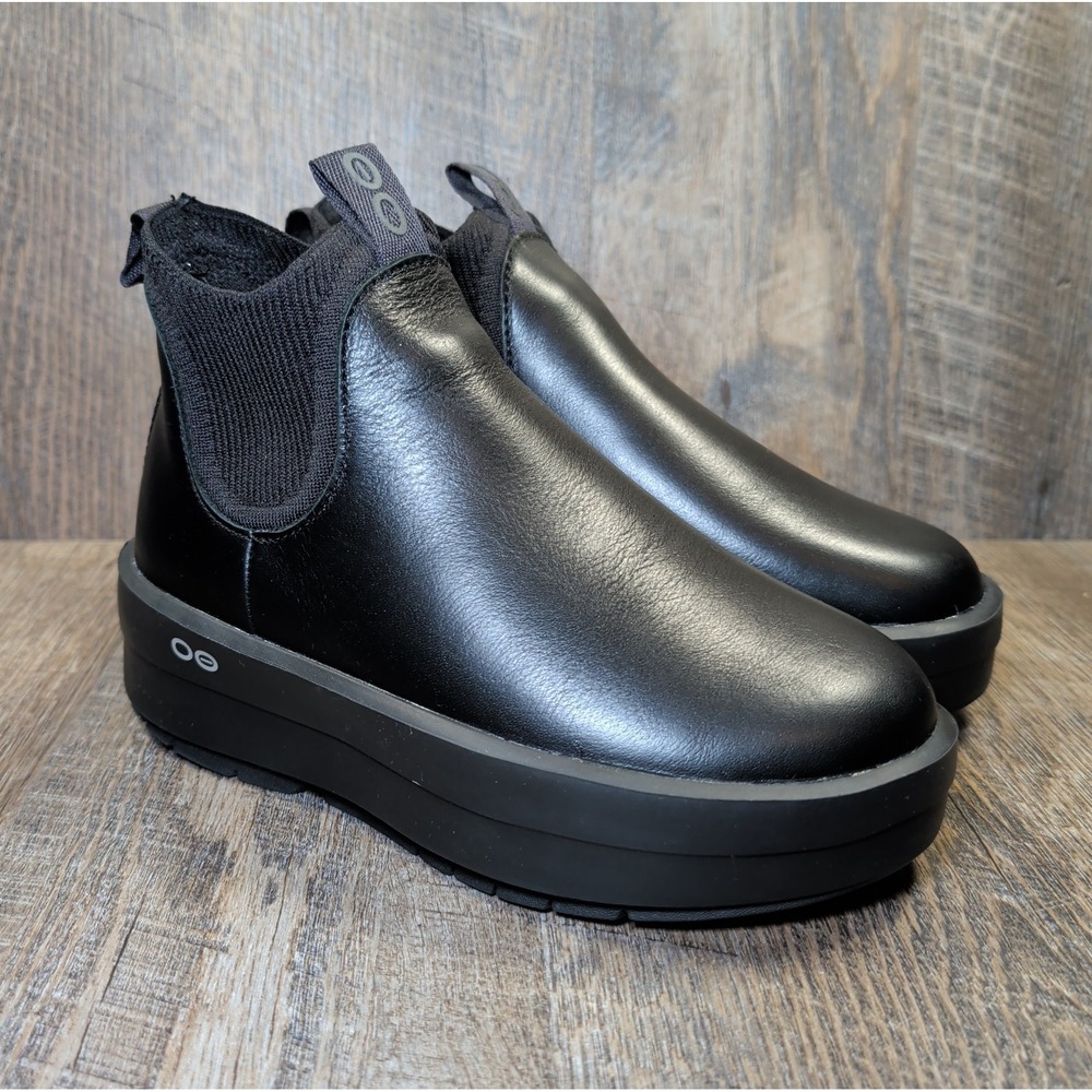 Oofos Premium Durable Oomega Londoner Leather Boots Black 6371 Women's Size 6